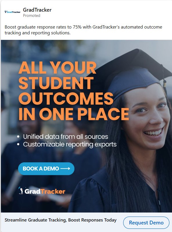 GradTracker LinkedIn ad — All Your Student Outcomes in One Place